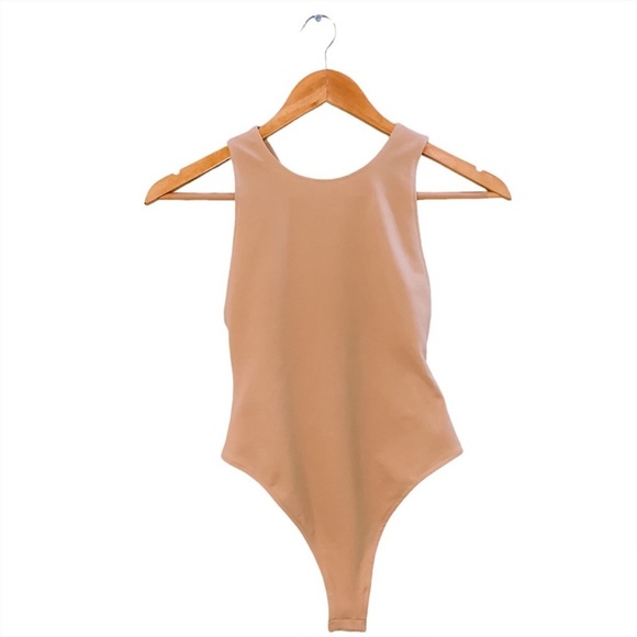 Free People Intimately Tan Sleeveless Cross-Back Bodysuit Size XS - Picture 3 of 13